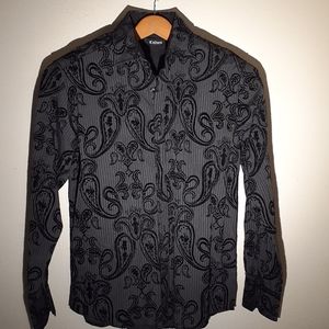 Cultura dk grey patterned button down, NWT